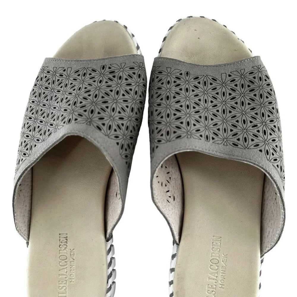 Ilse Jacobsen Gray Laser Cut Tulip Sandals Size 36 Flats